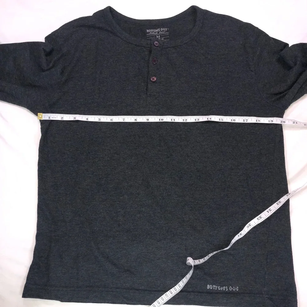 Bottoms Out Mens Henley Shirt Charcoal Gray Long Sleeve Cotton Blend Size M